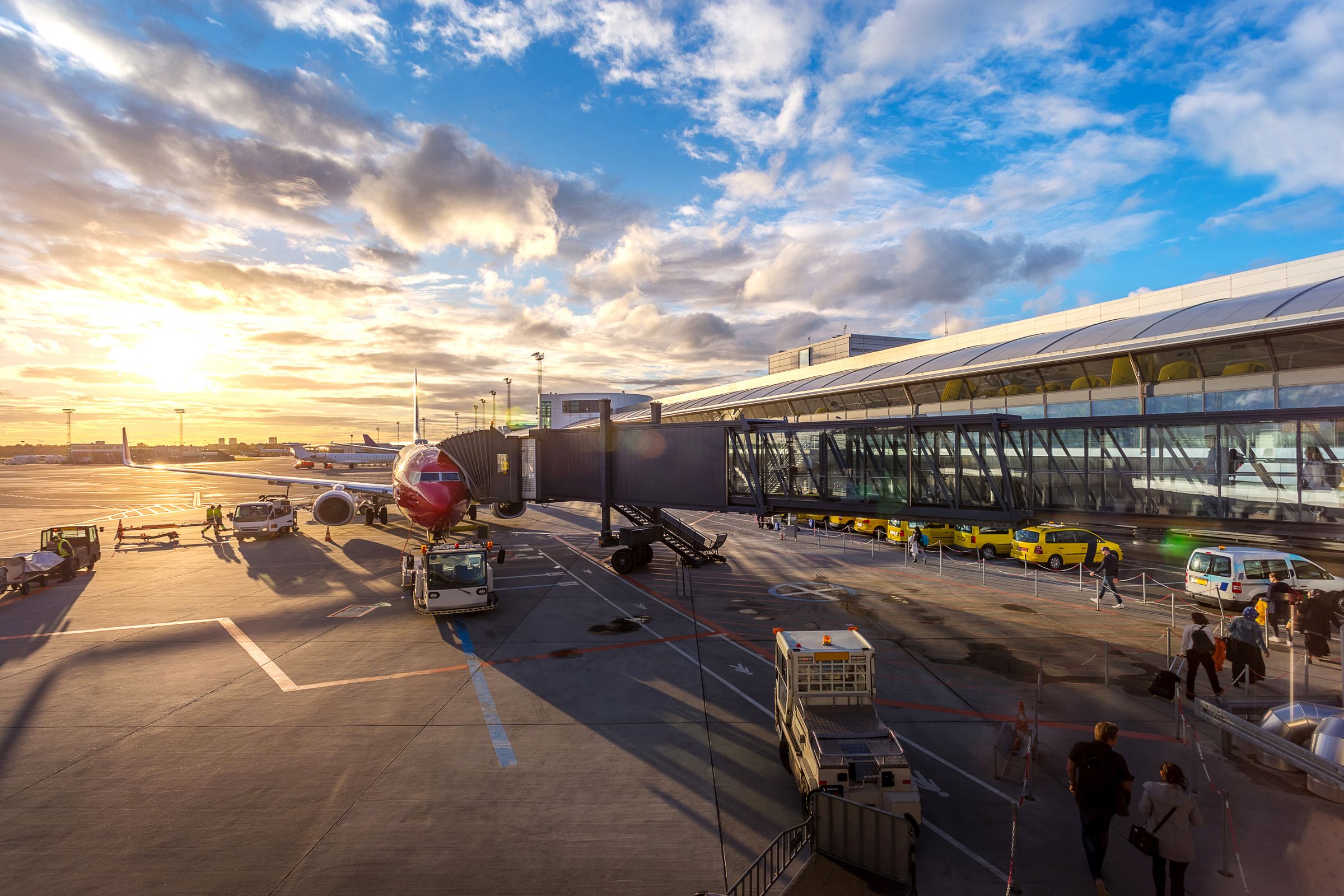 Aircraft at the airport gate for domestic flights